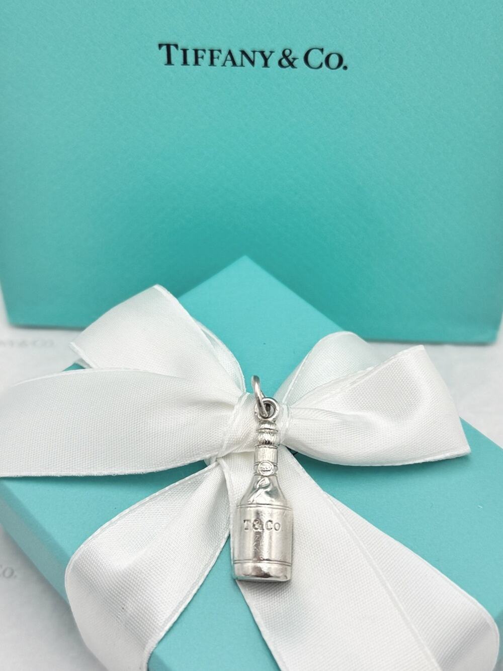 Tiffany & Co. 1837 Champagne Bottle Charm Pendant Sterling Silver 925 Gift Box